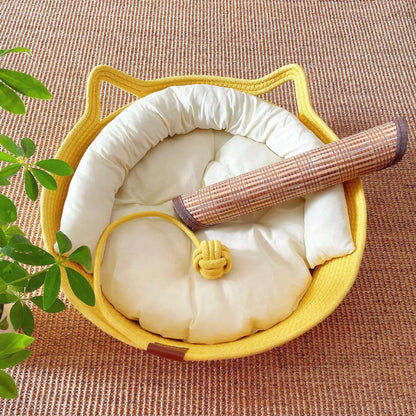 Rattan Customizable Cat Bed Woven Cat Ball Integrated Pet Bed Summer Cooling Mat Cat Bed Cat Warm Mat 