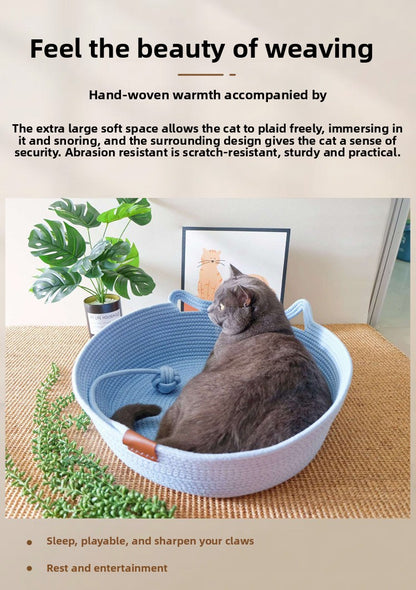 Rattan Customizable Cat Bed Woven Cat Ball Integrated Pet Bed Summer Cooling Mat Cat Bed Cat Warm Mat 