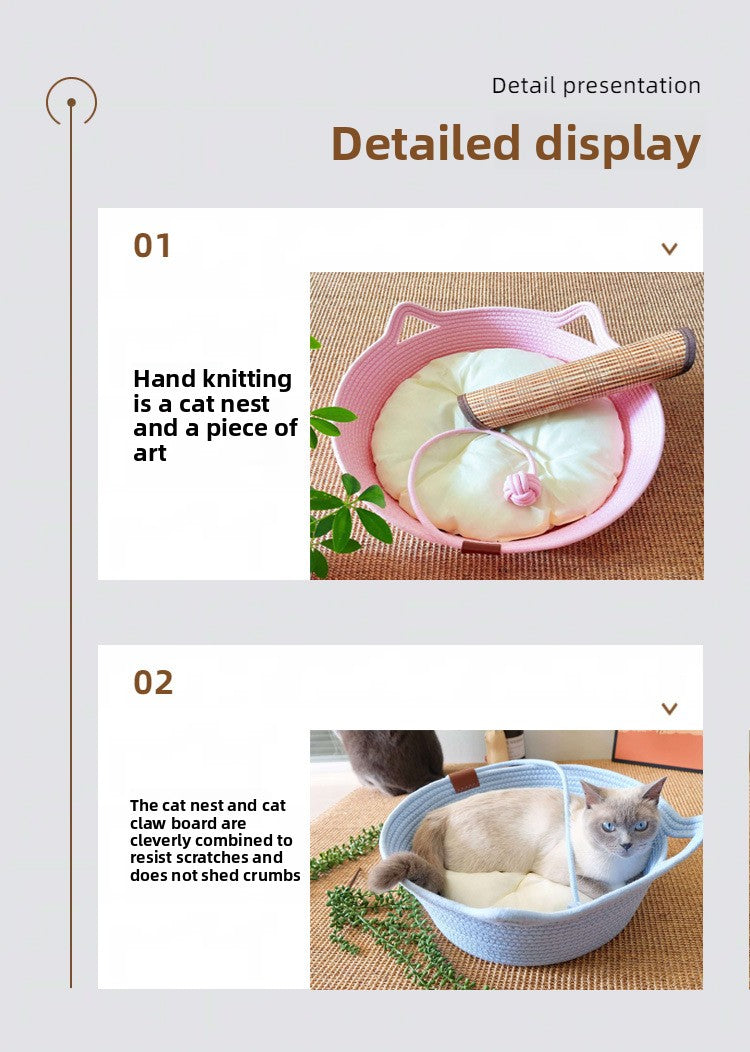 Rattan Customizable Cat Bed Woven Cat Ball Integrated Pet Bed Summer Cooling Mat Cat Bed Cat Warm Mat 