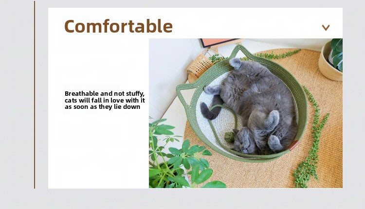 Rattan Customizable Cat Bed Woven Cat Ball Integrated Pet Bed Summer Cooling Mat Cat Bed Cat Warm Mat 