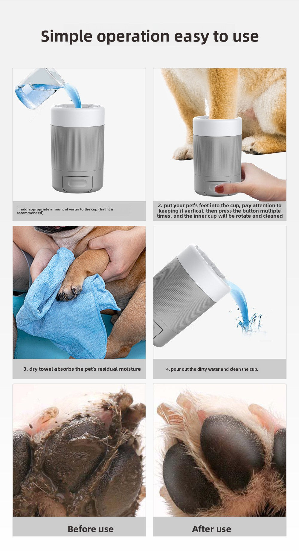Pet Foot Washing Cup Dog Outdoor Cleaning Beauty Paw Washing Artifact Intelligent Automatic Foot Bath Cup Tool