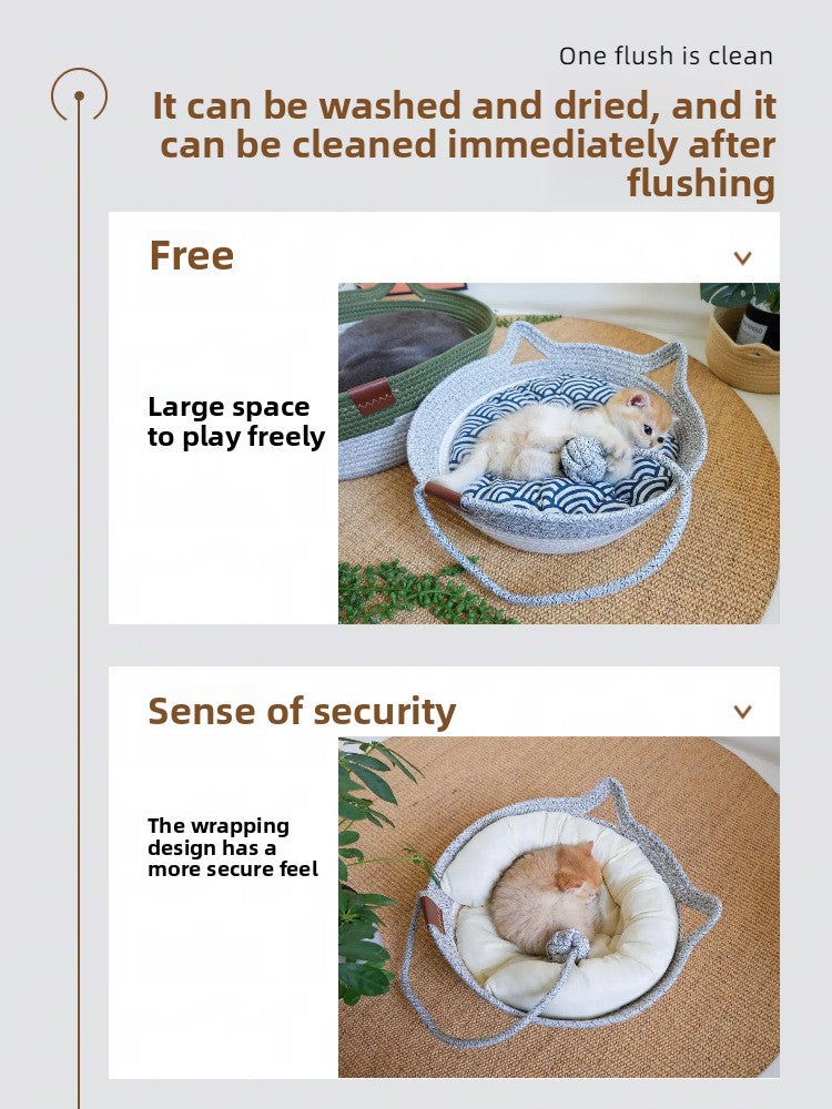 Rattan Customizable Cat Bed Woven Cat Ball Integrated Pet Bed Summer Cooling Mat Cat Bed Cat Warm Mat 