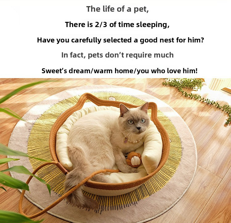 Rattan Customizable Cat Bed Woven Cat Ball Integrated Pet Bed Summer Cooling Mat Cat Bed Cat Warm Mat 